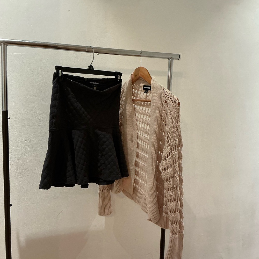 David Lerner Black Quilted Mini Skirt
